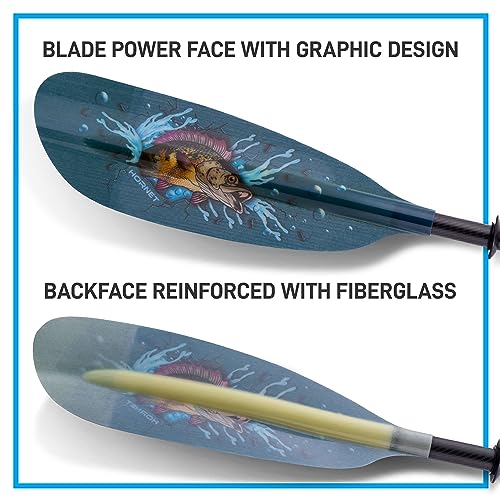 Image of Hornet Watersports Fiberglass Kayak Paddle for Adults- Ideal for Touring, Fishing and Boating- 90.5 inches / 230CM Adjustable with Carbon Fiber Shaft- Kayak Oars Kayaking Equipment
