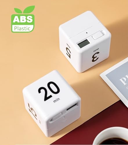 Miniatura 6 de Feilifan Cube Timer, Productivity Cube Flip Timer for Kitchen Studying Workout Classroom Kids ADHD 15-20-30-60 Minute Preset, White