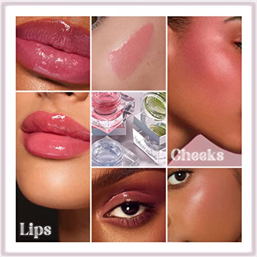 Magic Color Changing Cream For Cheek & Lip, Moisturizing Blush Rouge Warm Change Lipstick Blusher Gel, Transparent Color Changing Lip Gloss Multi Use Cream Liquid Blush Face Lips Cosmetic (Transparent Purple 3#) #TOP3