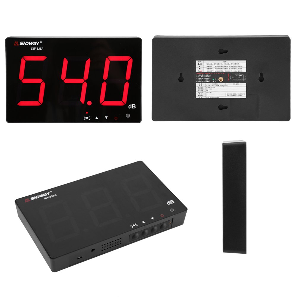 Schallpegelmesser, 9,6-Zoll-LCD-Digital-Geräuschprüfgerät USB-Wandbehang 30~130 dB Geräuschmessgerät Dezibelmessgerät Geräuschmessgeräte für Industrie und Alltag