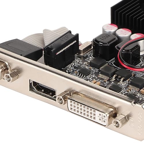 Scheda Grafica per Giochi GT730 2G, Scheda Grafica Discreta GDDR3 da 2 GB a 64 Bit con Ventola di Raffreddamento, 810 MHz 1300 MHz, PCI Express 2.0 16X, VGA DVI HDMI, Supporto