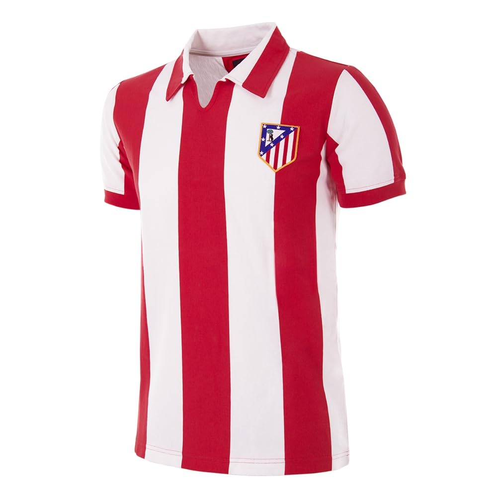 Copa - Camiseta de Fútbol - Hombre - Atletico Madrid 1970/71 - Retro - Manga Corta - Rojo/Blanco - 100% algodón