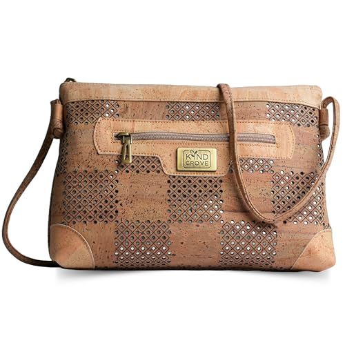 Cork Crossbody Bag - Vegan Leather Purse with Adjustable Strap,
