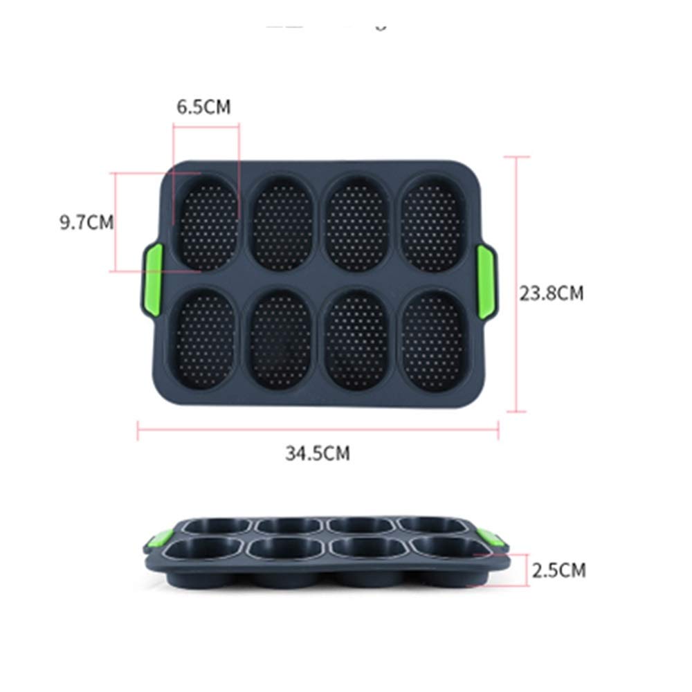 Moldes para Hornear Pan molde de la torta del silicón Baguette hornada hornear el pastel bricolaje Herramienta para La Cocina(Verde)