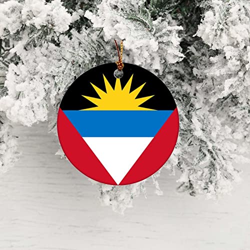 Antigua And Barbuda Flag Christmas Ornament City Country Travel Souvenir Collection Crafts Porcelain 3 Inch Hanging Tree Decoration, Funny Commemorative Xmas Ornaments & Gift #TOP1