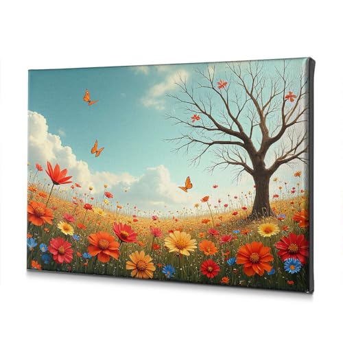 Toile salon champ de fleurs 30x40cm pour égayer un mur vide