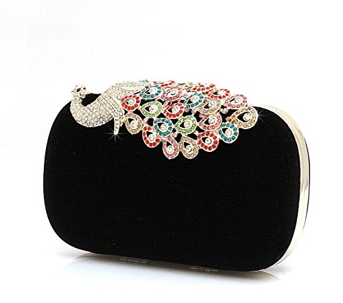 Sac à main paon en strass d'une élégance rare pour vos banquets de prestige