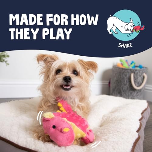 goDog Hundespielzeug Drache mit Kauschutz-Technologie, Plüsch, robust, klein, Korallenfarben, Small