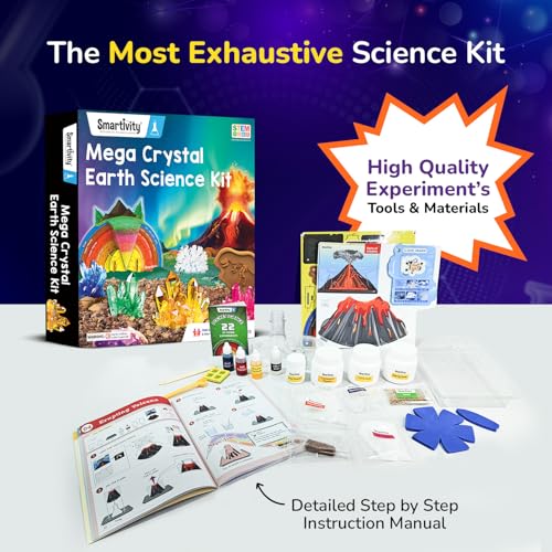 Image of Smartivity Mega Crystal Earth Science Kit | Explore Earth, Crystal, and Fossilization Concepts | Birthday Gift for Boys & Girls I STEM Educational DIY Science Toys for Kids Ages 8,9,10,11,12,13,14