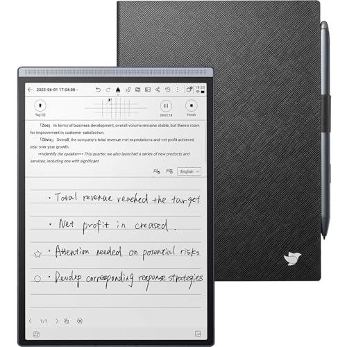 iflytek Pacote AINOTE Air 2 com caneta Stylus e capa fólio preta, tablet para anotações AI de 20,8 cm, suporte para notebook digital transcrição de voz para texto, bate-papo em vários idiomas para
