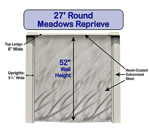 Lake Effect Pools 'Meadows Reprieve' 27' Round Above Ground Swimming Pool | 52" Inch Height | Resin Protected Steel Sided Walls | 25 Gauge Overlap Liner & Skimmer