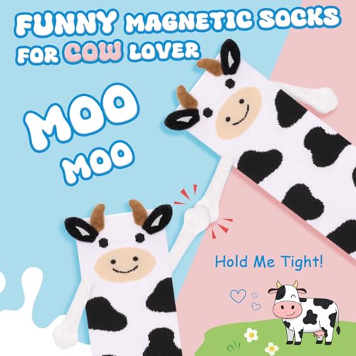 Image of Magnetic Holding Hands Socks -Funny Cow Animal Socks That Hold Hands Friends Gifts for Women Teen Girls Kids Birthday