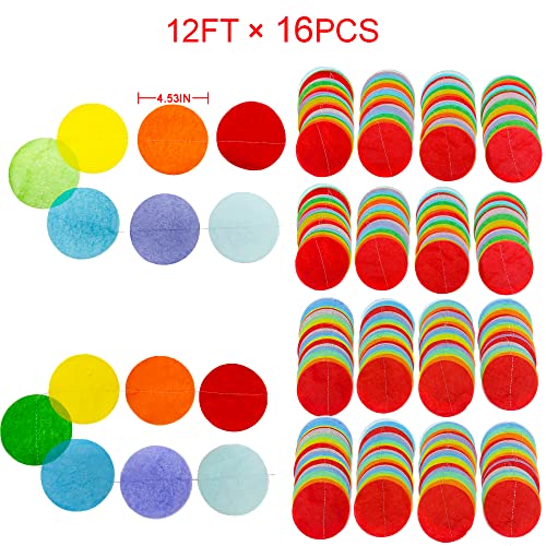 192Ft Rainbow Party Decorations Big Circle Dots Backdrop Garland Colorful Tissue Paper Polka Dots Hanging Curtain Streamer For Birthday Engagement Wedding Bridal Shower Fiesta Carnival Party Supplies #TOP1
