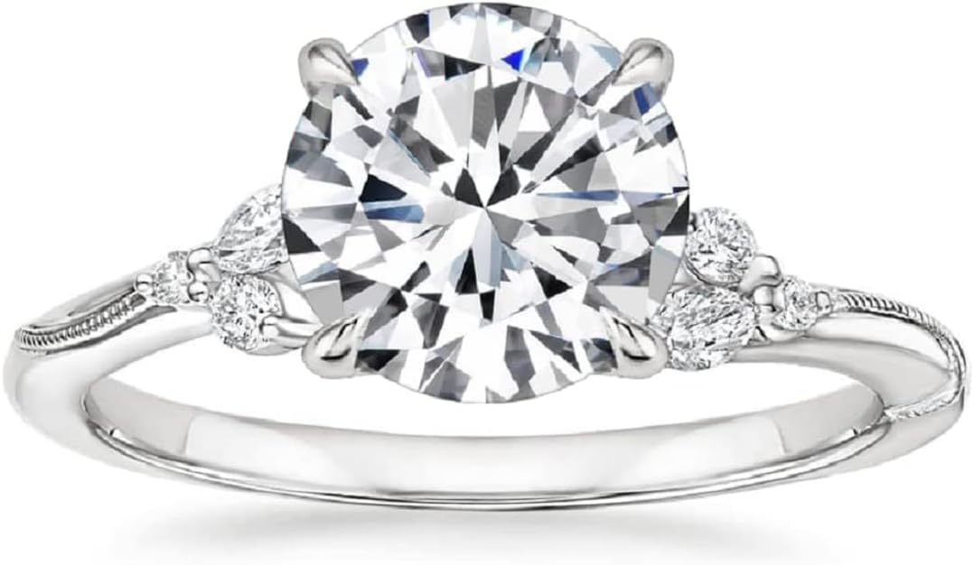 1CT-3CT Round Cut Wedding Ring Set Solitaire Moissanite Engagement Ring for Women Promise Gifts for Her 925 Silver/10K/14K/18K Gold