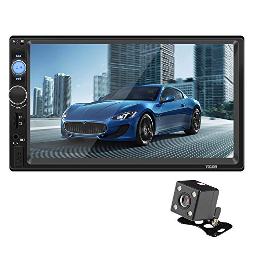 SH RuiDu 7 2 DIN coche multimedia radio FM DVD CD MP5 reproductor manos libres coche estéreo reproductor de radio soporte FM AUX USB 2. 0 (con cámara trasera)