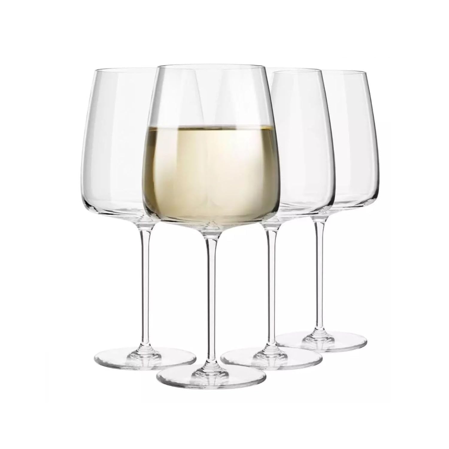 Krosno White Wine Glasses | Set of 4 | 480 ML | Modern Collection | Glasses Drinking Wedding Gift | Perfect for Home, Restaurants and Kitchen Set | Dishwasher Safe