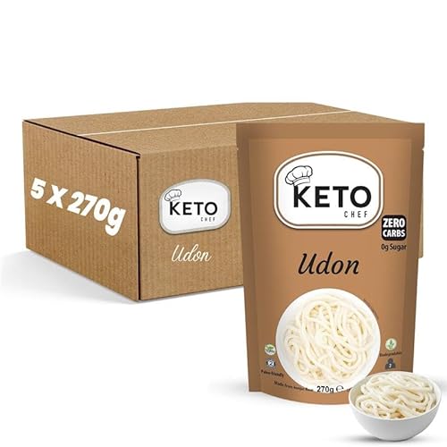 Keto Chef Thick Instant Udon Shirataki Noodles (Pack of 5 x 270g) | Konjac Vegan Noodles | Zero Fat | Zero Sugar | Low Carb | Low Calorie | Ready to Eat