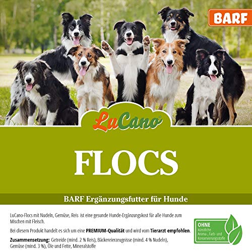 LuCano 1 kg Flocs | mit Maisflocken, Reispops, Gemüse, Nudeln usw. | Barf Flocken Mix Ergänzung | Ergänzungsfutter Mixer | Flocken-Mixer Hundefutter Hundeflocken Barfflocken mit Gemüseflocken