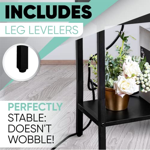Hula Home End Table With Charging Station (Usb-C, Usb, & Outlet) Flip Top | Narrow Table With Storage Shelf, Usb Ports & Power Outlets For Small Spaces, Bedside Tables For Living Room, Bedroom #TOP3