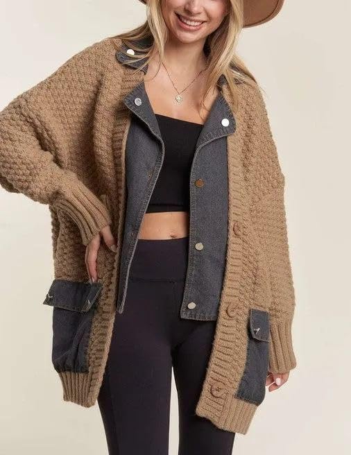 Dearlassie Denim Cardigan, Womens Knit Cardigan, Jean Jacket for Women Trendy, Womens Fall Cardigan Sweaters2