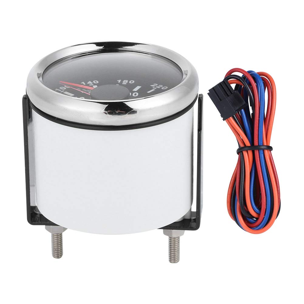 FastUU Medidor de Temperatura del Agua, 52 mm / 2 Pulgadas Medidor de Temperatura del Agua para Barcos a Prueba de Agua, Medidor de Temperatura del Agua del Motor Marino para Barcos, RV(Esfera Negra)