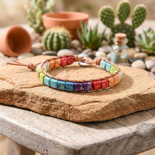 Image of YGLINE Boho Handmade Wrap Leather Tube Crystal Stone Bracelet for Women