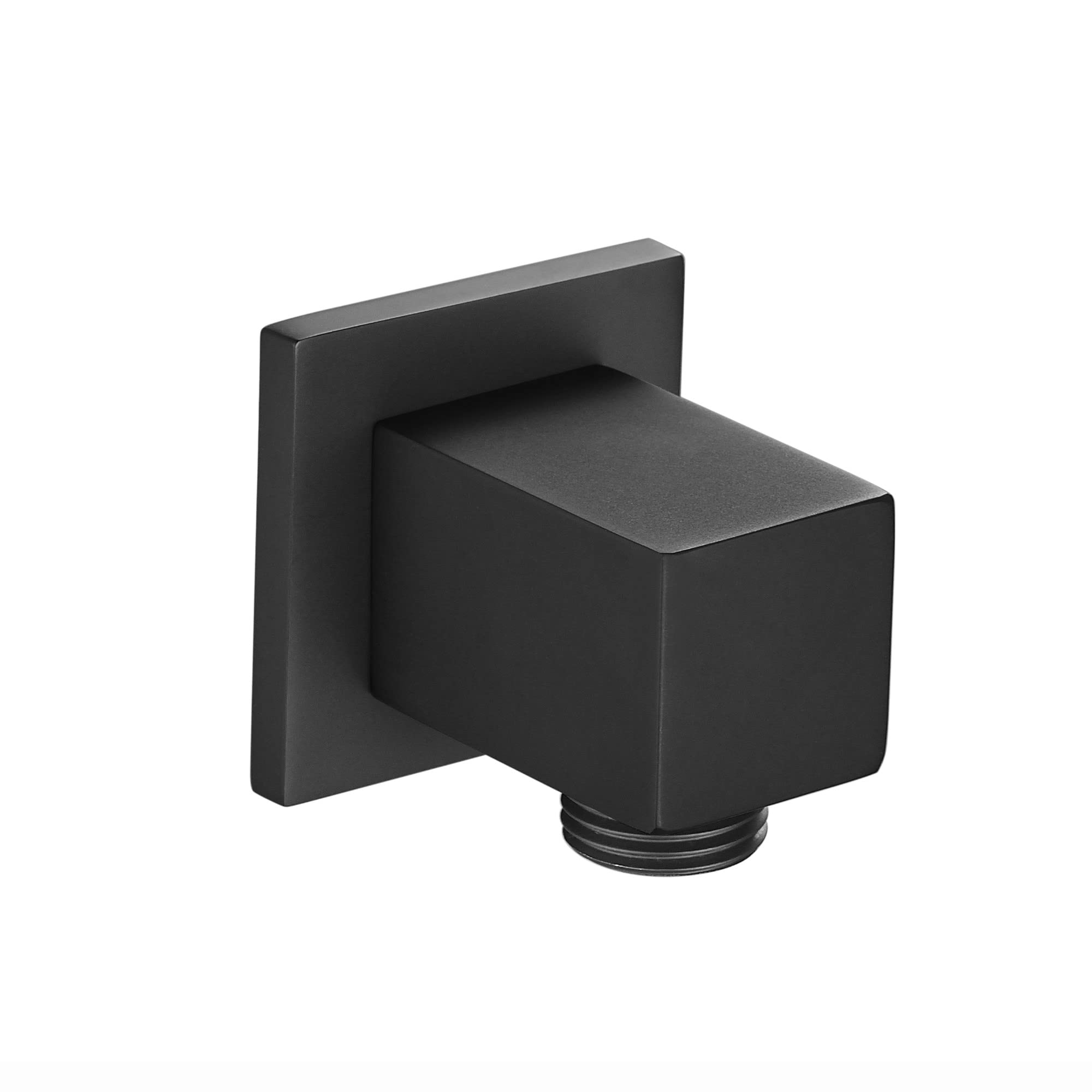 ENKI, L10, Solid Brass Shower Wall Outlet 1/2 Inch, Shower Connector for Shower Hose, Square Design, Black
