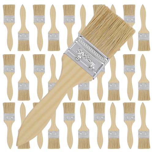 Image of 30 PCS 2 Inch Paint Brush,Flat Paint Brushes,Wooden Handle Paint Brush, Chip Paint Brushes, Professional Paint Tools with Treated Plastic Handle for DIY Paint,Furniture,Fences,Deck,and Wall Trim