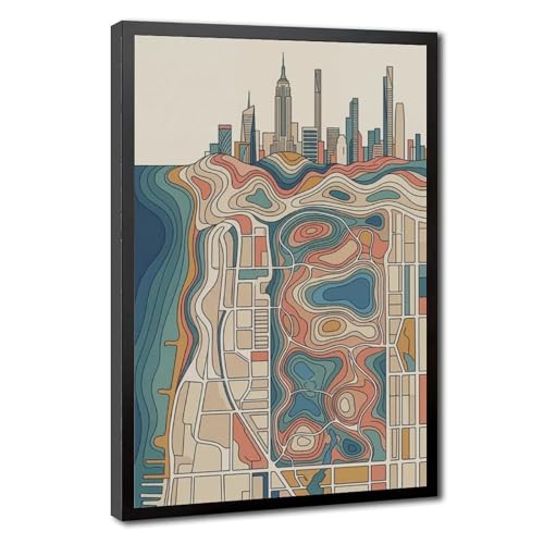 Toile abstraite plan de New York 40x60 cm pour salon