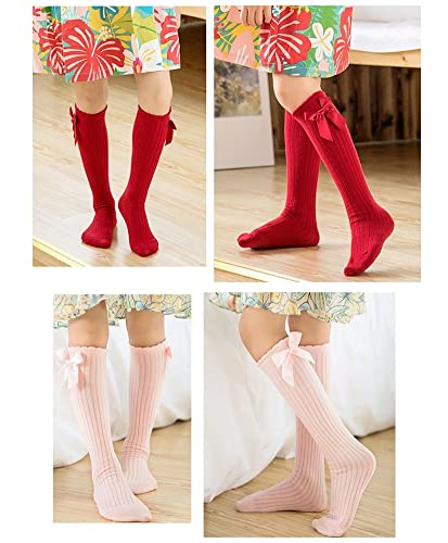 QandSweat Baby Girls Knee-High Socks Kdis Girl Princess Dress Bow Stockings 0-8 Years2