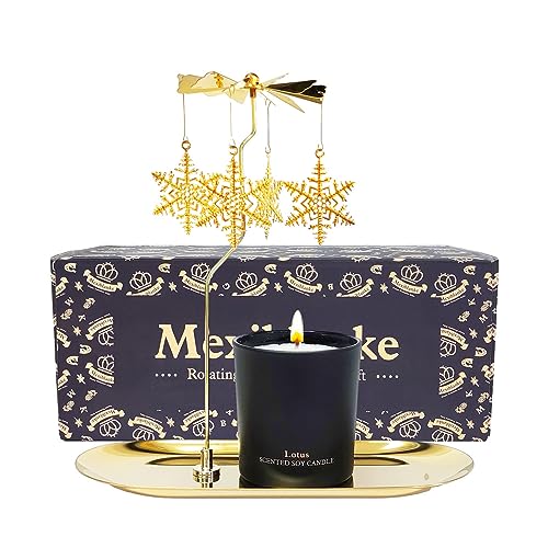 Mexiblanke Birthday Gifts for Women, Unique Snowflake Candle Gift for Mothers, Sisters, and Best Friends.Rotating Scented Candles with Plate for Mother's Day,Christmas,Easter,6oz.