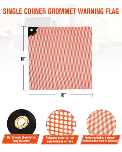 Drapeaux orange de 45 cm pour le transport de charges longues sur remorque