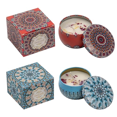 OIUAVYR 2 Aromáticas Velas Perfumadas de Vainilla y Lavanda, Vela Aromática,Velas de Larga Duración, Caja de Regalo,Velas Perfumadas,Vela en Tarro,Regalos Perfectos para Mujeres,Regalo de San Valentín