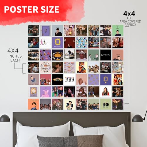 Image of VEENSHI Pack of 54 Friends Vintage Wall Collage Kit Friends TV Show Wall Room Decor Photo Collage Kit Vintage 90s Friends Photos Ross