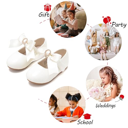 Image of PHIRAMIN Toddler Flower Girl Dress Shoes - Little Girl Mary Janes Flats Wedding
