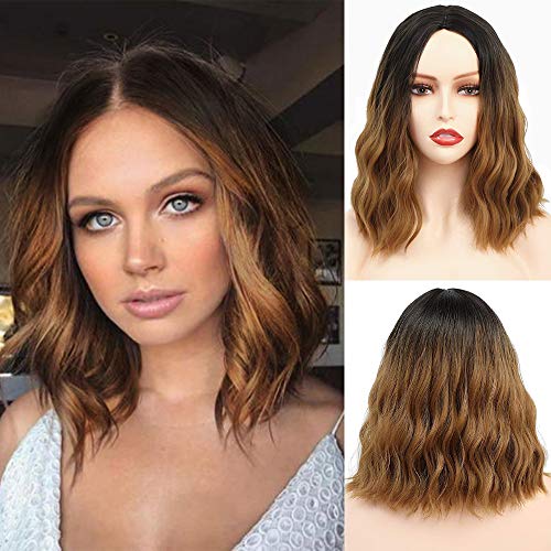 Wonder Girl short wigs For Women Shoulder Length Ombre Brown Bob Synthetic Cosplay Wig for Girl Colorful Costume Wigs ....