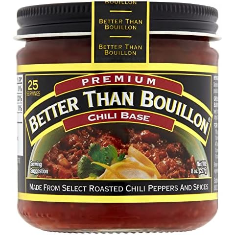 Better Than Bouillon Chili Base, Made from Select Roasted Chili Peppers & Spices, Blendable Base for Added Flavor, 8-Ounce Jar (Pack of 1) Cover