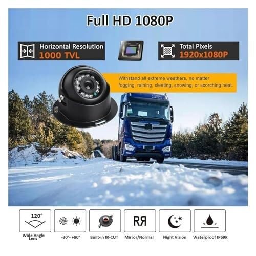 Telecamera Di Retromarcia Ahd 1080P Per Impieghi Gravosi Con Visione Notturna Per Camion, CamPer E Rimorchi Retrocamera