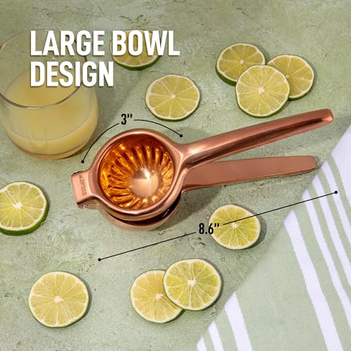 Image of Zulay Kitchen Lemon Squeezer Stainless Steel - Premium Quality, Heavy Duty Solid Metal Squeezer Bowl - Large Manual Citrus Press Juicer and Lime Squeezer Stainless Steel - Rose Gold