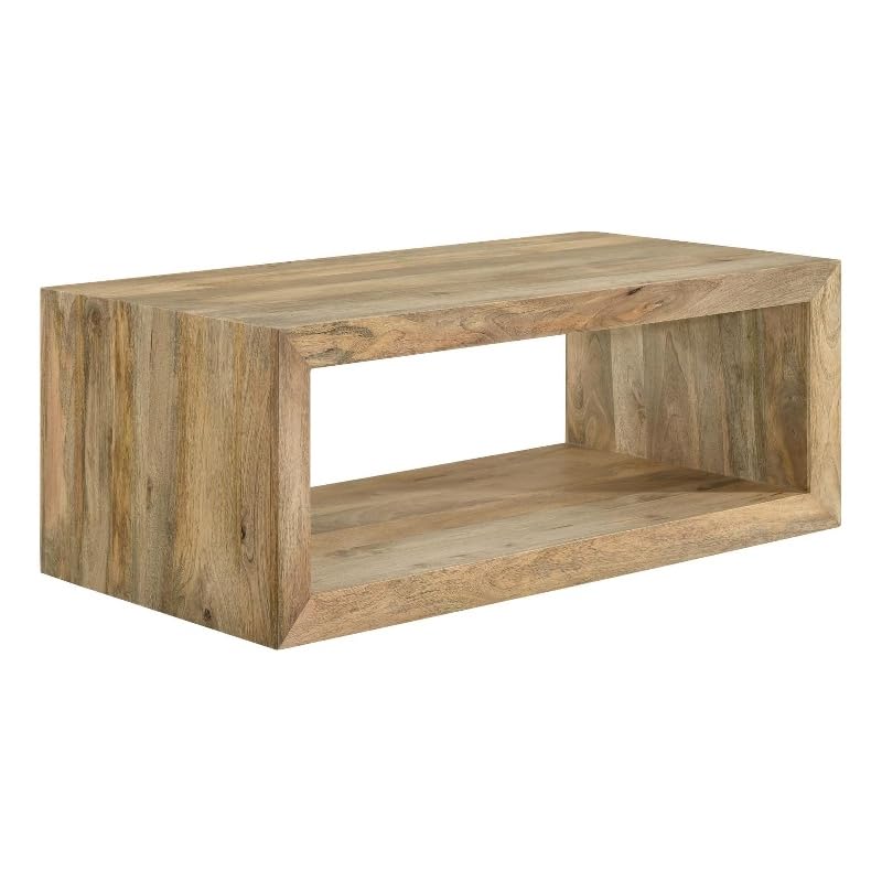 Coaster Home Furnishings - Benton - Mango Wood - Rectangular Coffee Table with Open Lower Shelf and Rectangular Tabletop - Living Room - 46 Inch - Natural - 704838