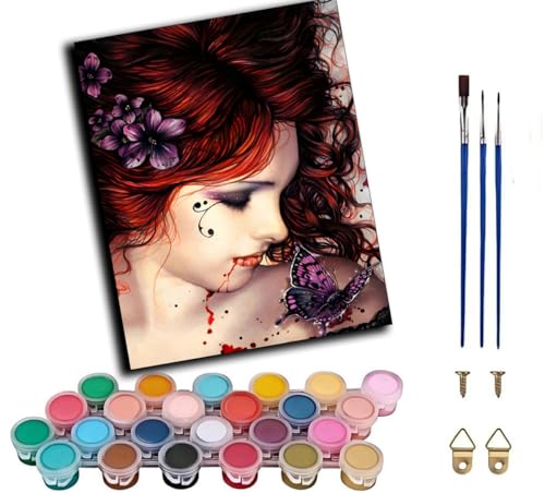 CAOGUANYU Pintar por Numeros Adultos,Mujer Mariposa niña,DIY Painting by Numbers Kits,Casa de fantasía,40x50cm Cuadros para Pintar Acrilicos,decoración para el hogar，sin marco
