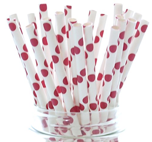 Pitillos de papel rojos con puntos - 25 unidades miniatura 1