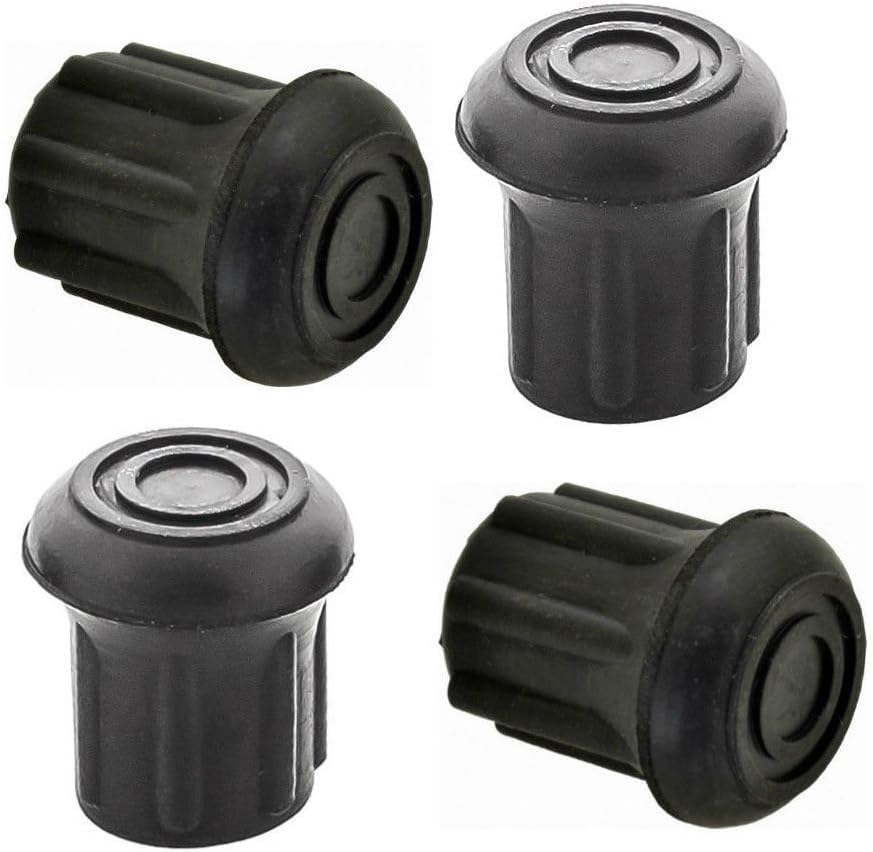 4-Pack Heavy-Duty Rubber Tips for Chair Legs, Canes, Walking Sticks, Crutches – Versatile as Folding Chair Replacement Feet, 3/4 Inch