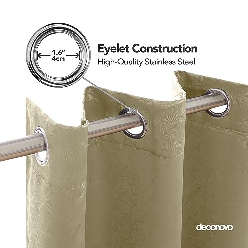 Image of Deconovo Fashionable Rod Pocket Blackout Curtains Room Darkening Curtains Window Treatments Shade Curtains for Study （5.2 Feet-Window） 52W x 63L Inch Beige 2 Drapes