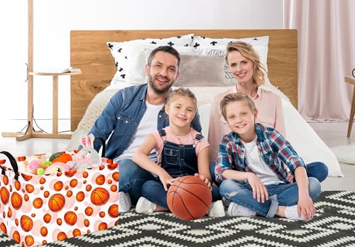 Image of Rectangle Gift Storage Basket Home Shelf Storage Basket Organizer Box Clothes Laundry Hamper Nursery Basket Laundry Basket with Handles (BasketBall)