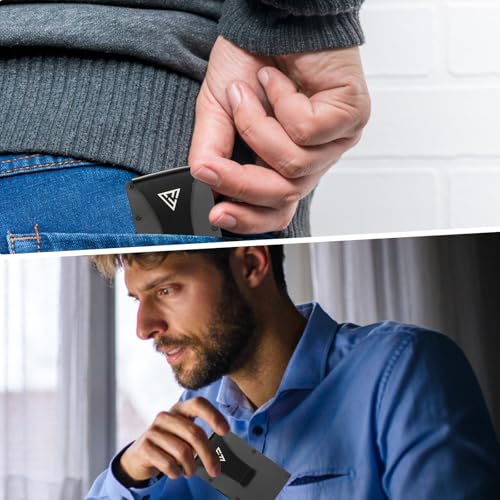 Wallets for men, Men's Minimalist Credit Card Holder - Slim Wallet for Men Front Pocket Metal Wallet with Money Clip (Carbon Fiber)4