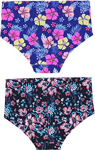 Tobeinstyle Girl's Junior Teen Pack Of 6 Panty Underwear - Tropical Floral Pattern & Bwb Assortment - Large #TOP1