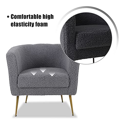 Sillón Medio Respaldo Sherpa Gris Metal miniatura 6