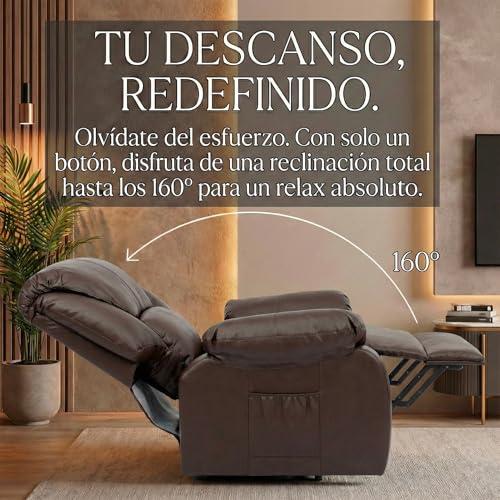 ECODE® Sillon de Relax Reclinable Levantapersonas Electrico con Masaje y Calor Lumbar - Sillones Electricos Stressless Ideales para Personas Mayores - imagen 5