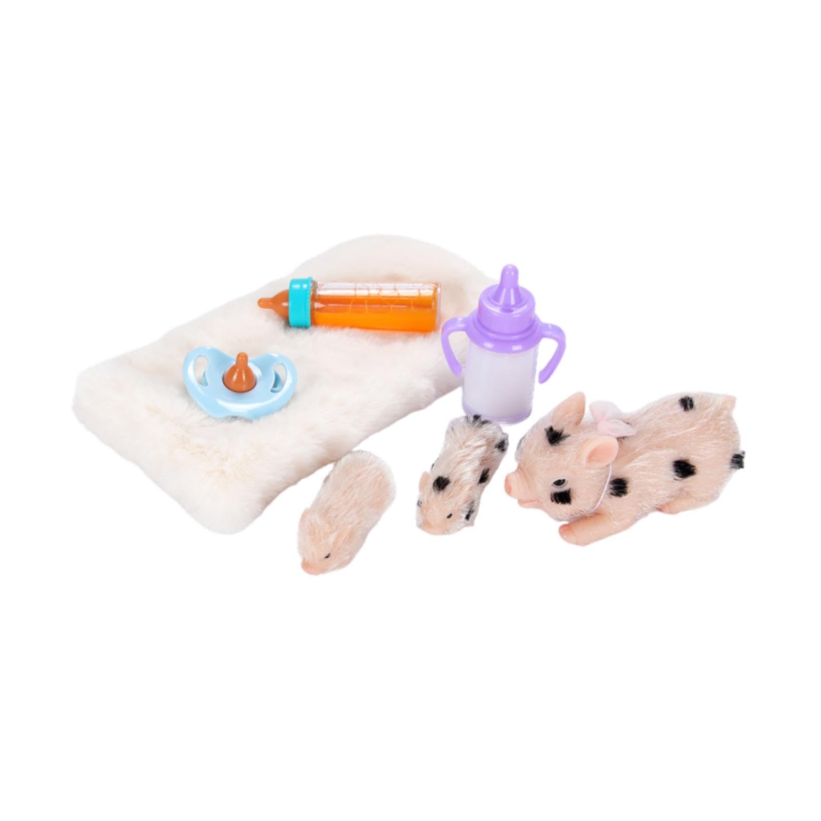 Almencla 2 Stück Piggy Doll Miniatur Spielfiguren Bauernhof Tiere Set mit Realistischen Details Und Vielseitigem Einsatz für Kinder, 3 Stück